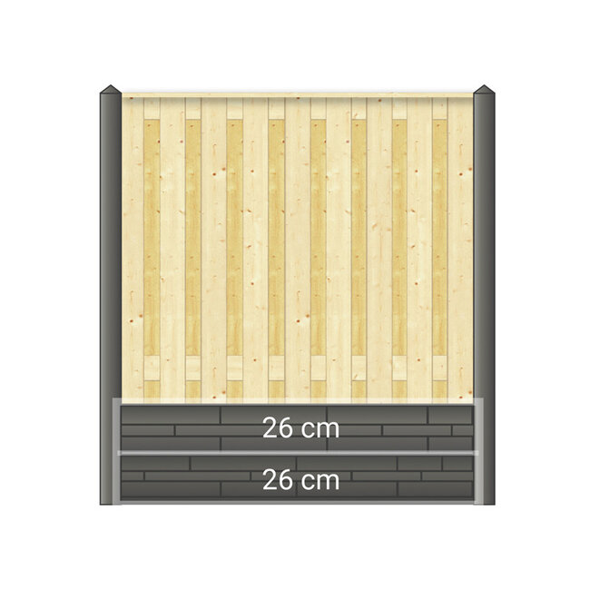 Betonpaal hout beton schutting antraciet diamantkop extra hoog - MAAS