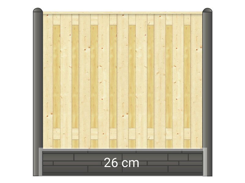Berton Betonpaal hout beton schutting antraciet halfronde kop 1 onderplaat