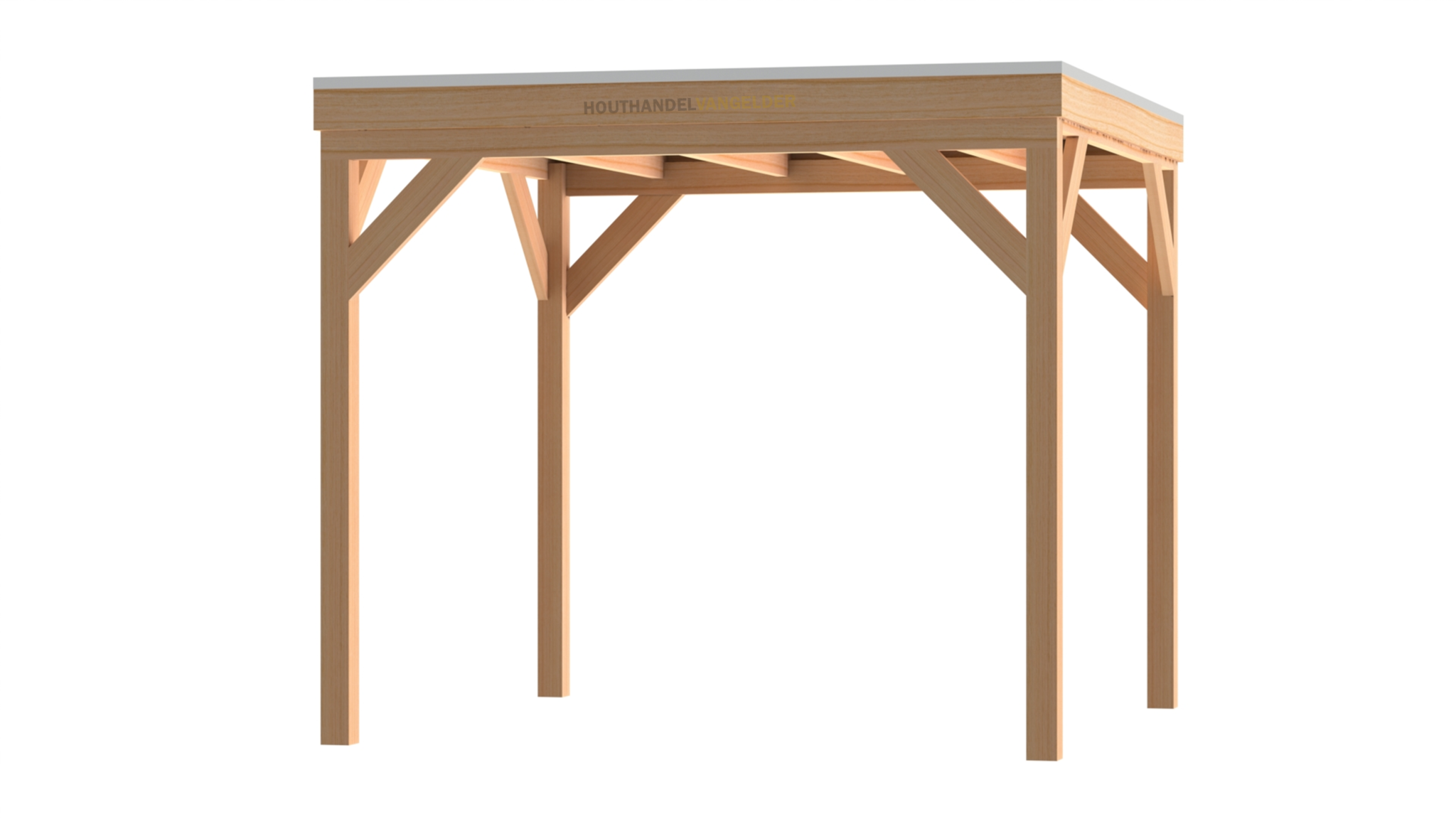 Douglas houten overkapping met plat dak. Doe het zelf overkapping pakket