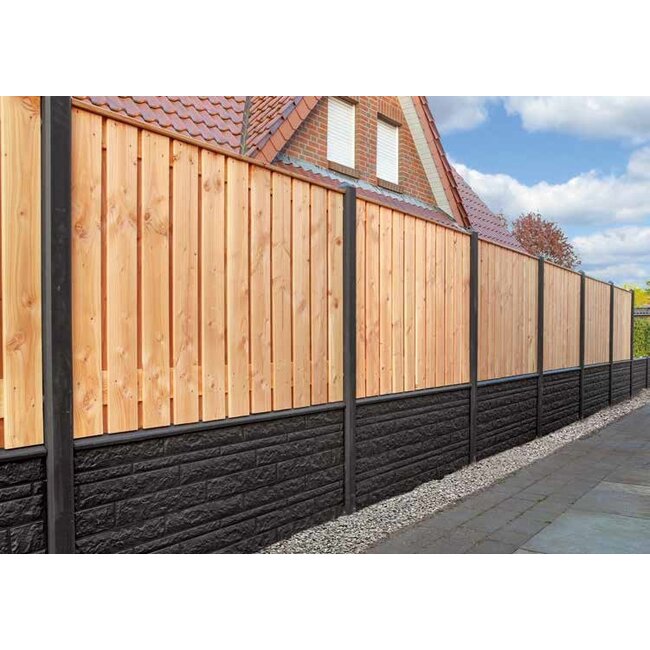 Betonpaal hout beton schutting antraciet GECOAT  diamantkop extra hoog - MAAS