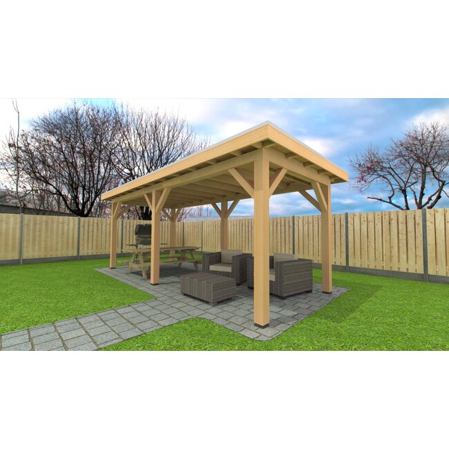 Douglas Overkapping 700x250 cm  / 7x2,5 m Bouwpakket | Robuust