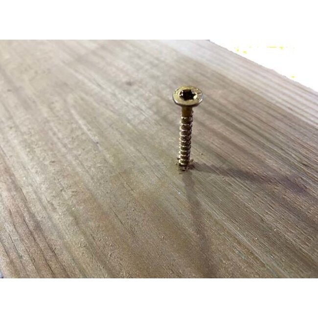 Houtschroeven Geel Verzinkt. De houtschroef voor Douglas, vuren en tuinhout.