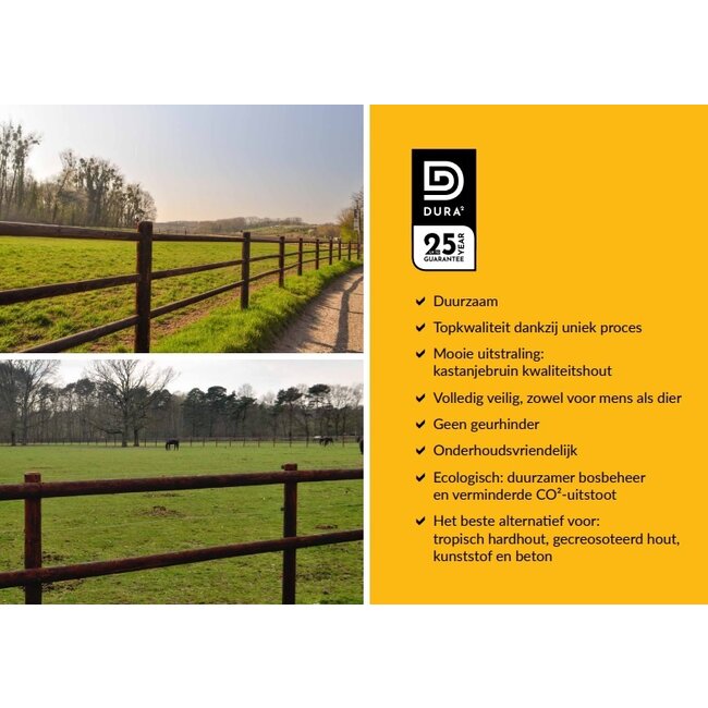 Weide palen rond geschild en Dura2 verduurzaamd