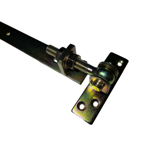 Verstelbaar poortbeslag voor bevestigen poorten of hekwerk