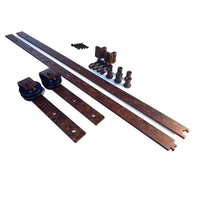 Schuifdeurbeslag Rustiek of Zwart voor binnen of onder een overkapping