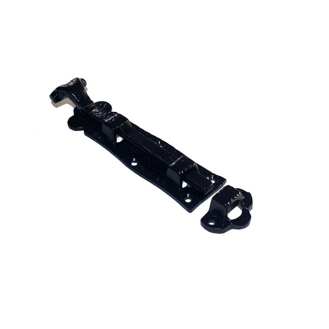 Schuifgrendel zwart voor het afsluiten van poort of hekwerk