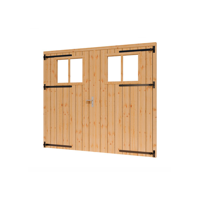 Douglas opgeklampte deur dubbel XL onbehandeld met kozijn en raam