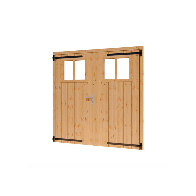 Douglas opgeklampte deur dubbel onbehandeld met kozijn en raam