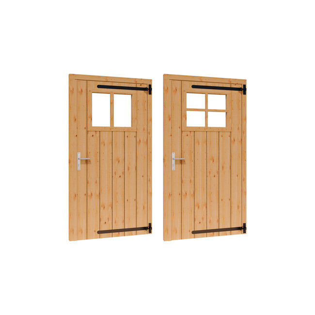 Douglas opgeklampte deur enkel onbehandeld met kozijn en raam