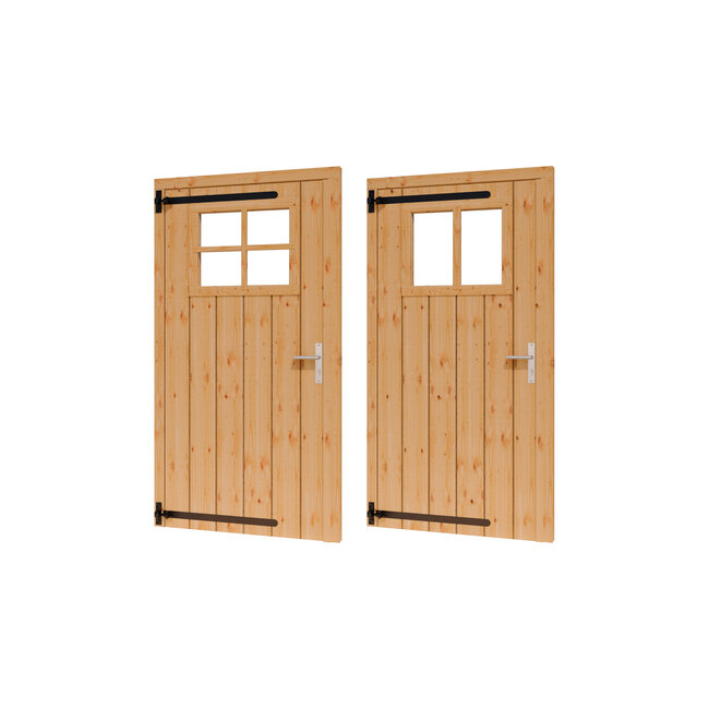 Douglas opgeklampte deur enkel onbehandeld met kozijn en raam