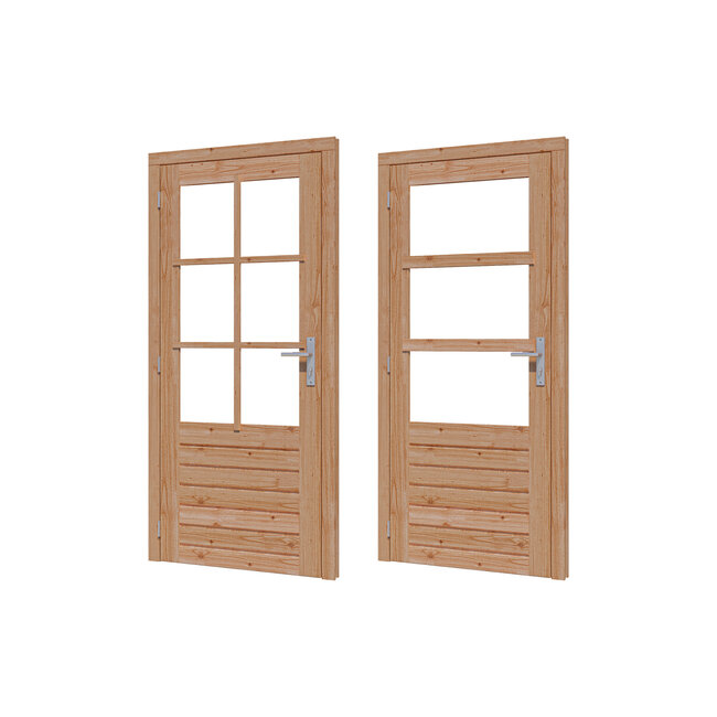 Douglas stapeldorpeldeur enkel onbehandeld met kozijn