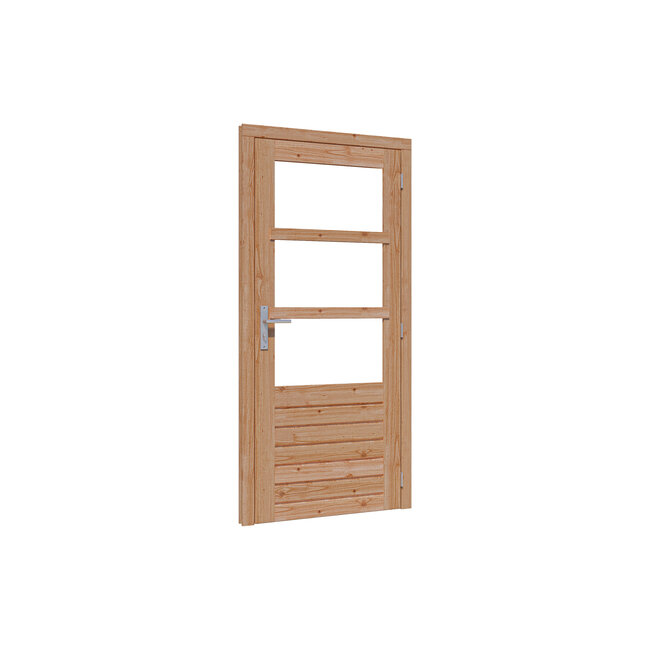 Douglas stapeldorpeldeur enkel onbehandeld met kozijn