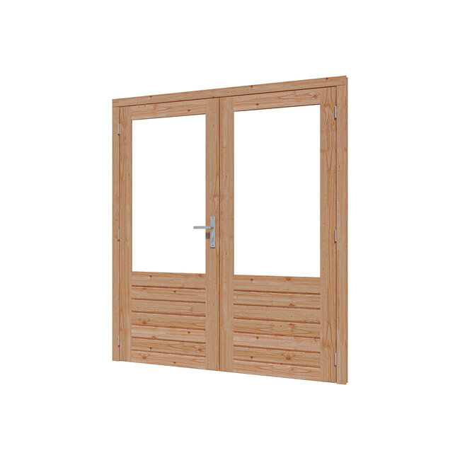 Douglas stapeldorpeldeur dubbel onbehandeld met kozijn