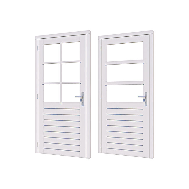 Douglas stapeldorpeldeur enkel wit gegrond met kozijn