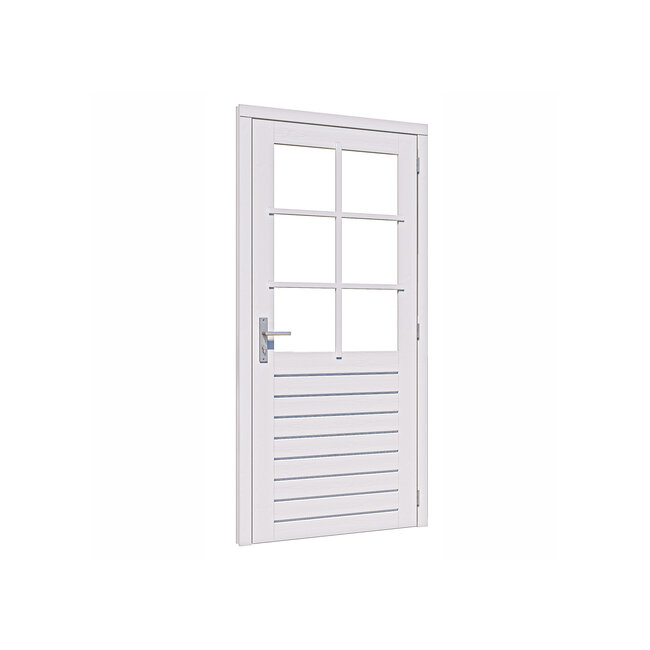 Douglas stapeldorpeldeur enkel wit gegrond met kozijn