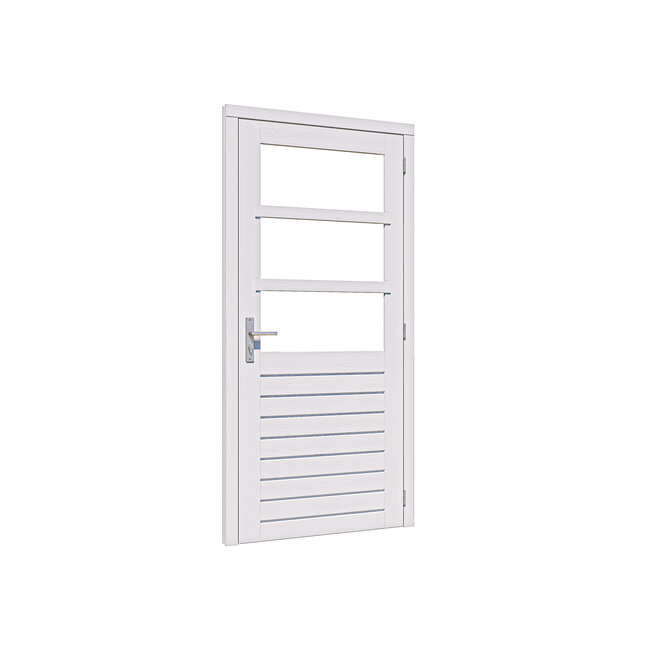 Douglas stapeldorpeldeur enkel wit gegrond met kozijn