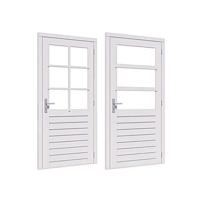 Douglas stapeldorpeldeur enkel wit gegrond met kozijn