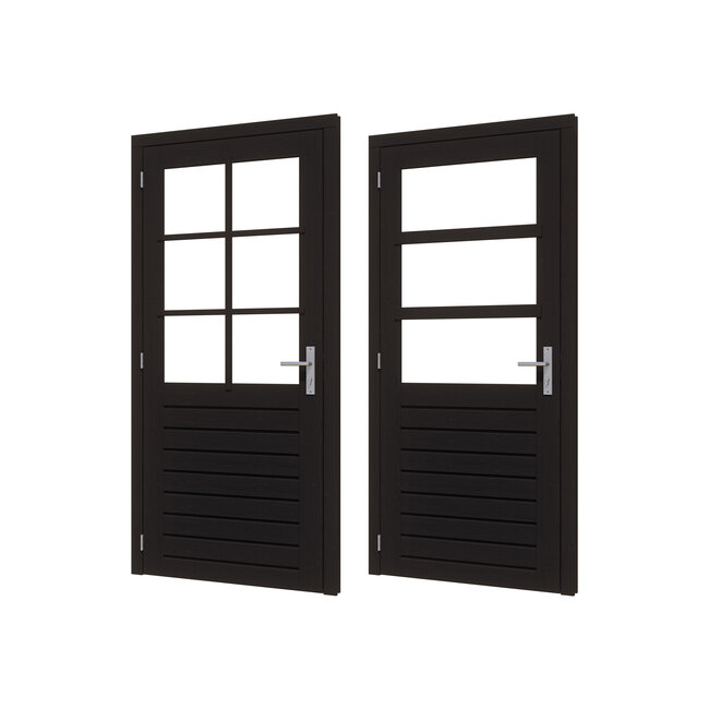 Douglas stapeldorpeldeur enkel zwart gegrond met kozijn