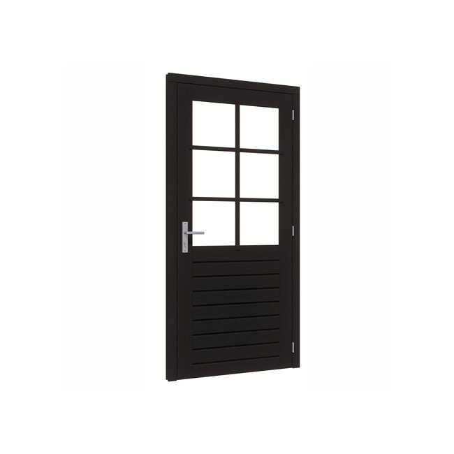 Douglas stapeldorpeldeur enkel zwart gegrond met kozijn