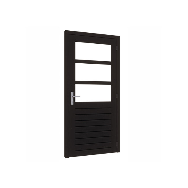 Douglas stapeldorpeldeur enkel zwart gegrond met kozijn