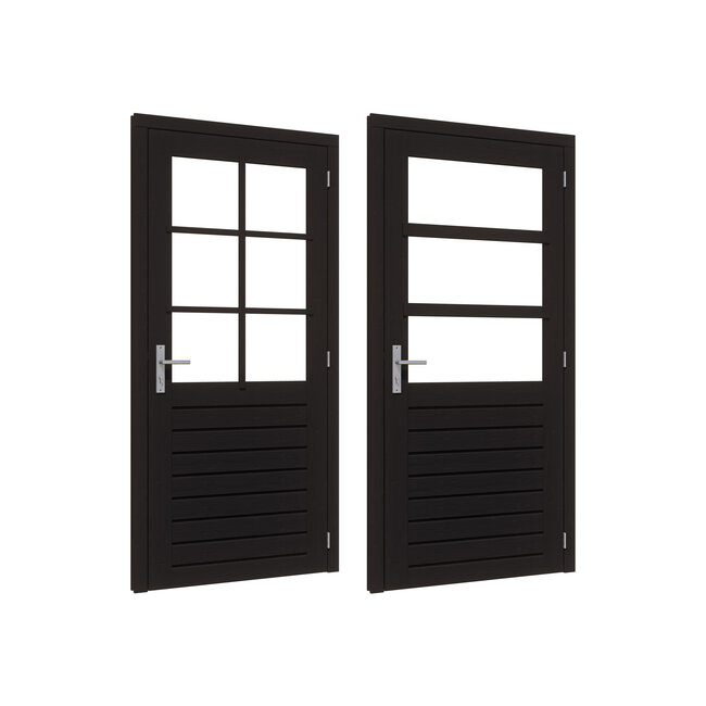 Douglas stapeldorpeldeur enkel zwart gegrond met kozijn