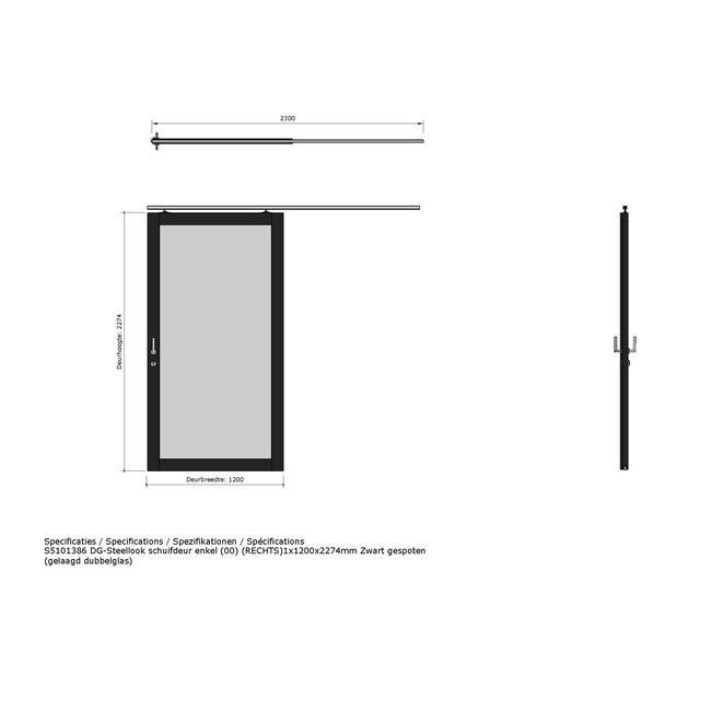 Douglas steellook schuifdeur enkel