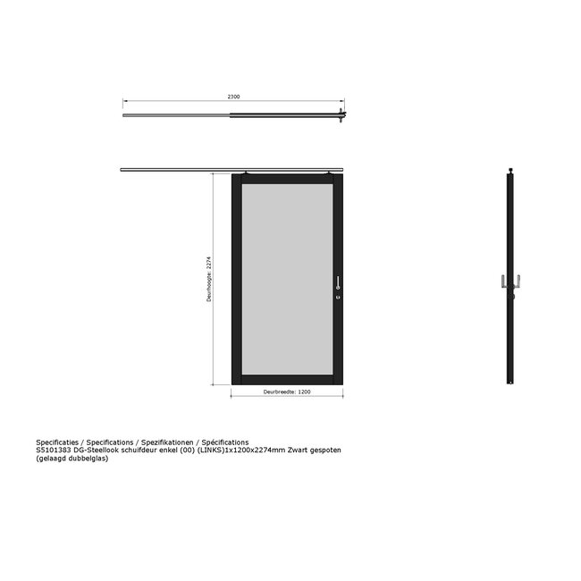 Douglas steellook schuifdeur enkel