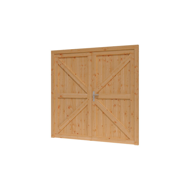 Douglas opgeklampte deur dubbel onbehandeld met kozijn