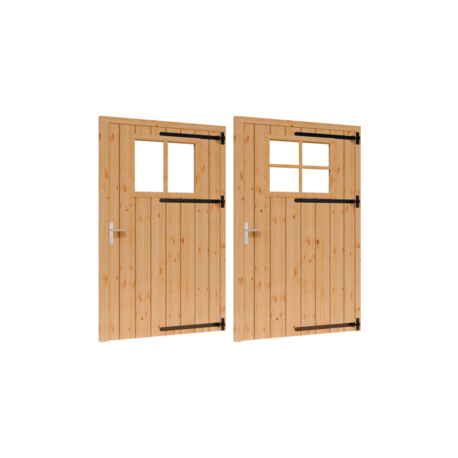 Douglas opgeklampte deur enkel XL onbehandeld met kozijn en raam