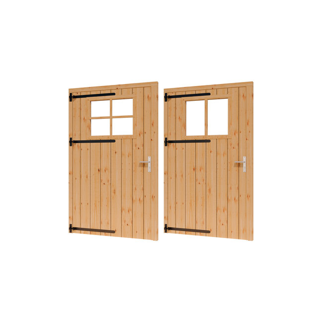 Douglas opgeklampte deur enkel XL onbehandeld met kozijn en raam