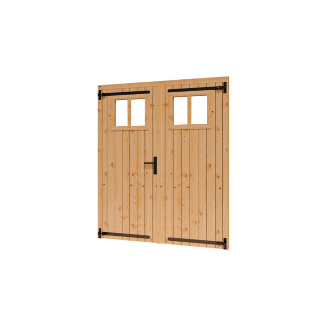 Douglas opgeklampte deur dubbel onbehandeld met kozijn en raam