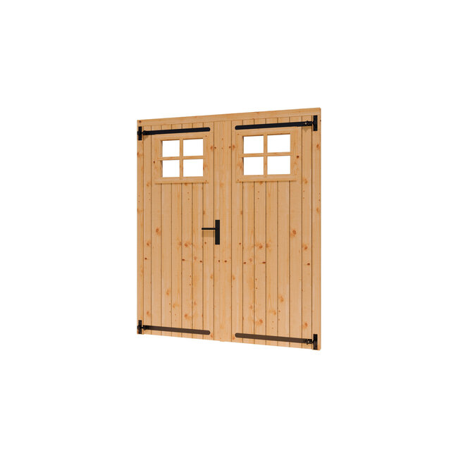 Douglas opgeklampte deur dubbel onbehandeld met kozijn en raam