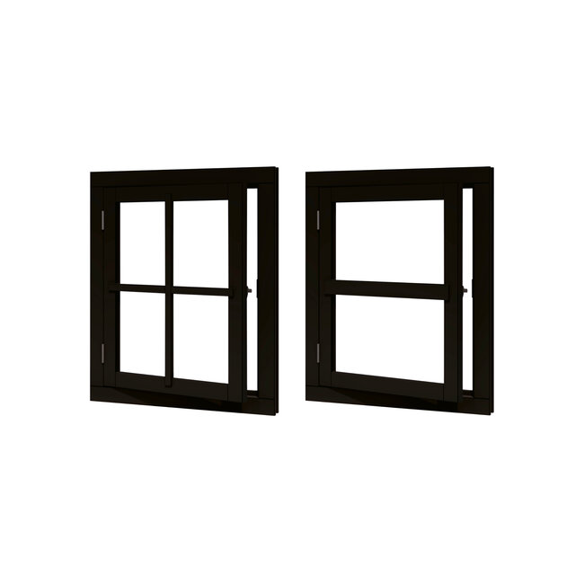 Douglas vleugelraam zwart gegrond met kozijn