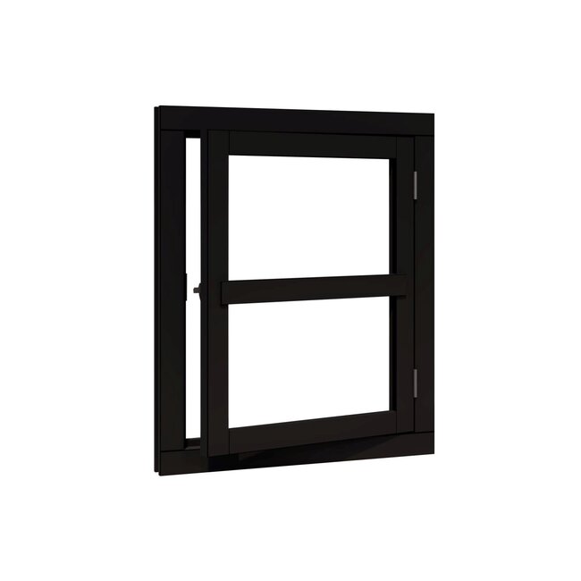 Douglas vleugelraam zwart gegrond met kozijn