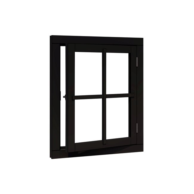 Douglas vleugelraam zwart gegrond met kozijn