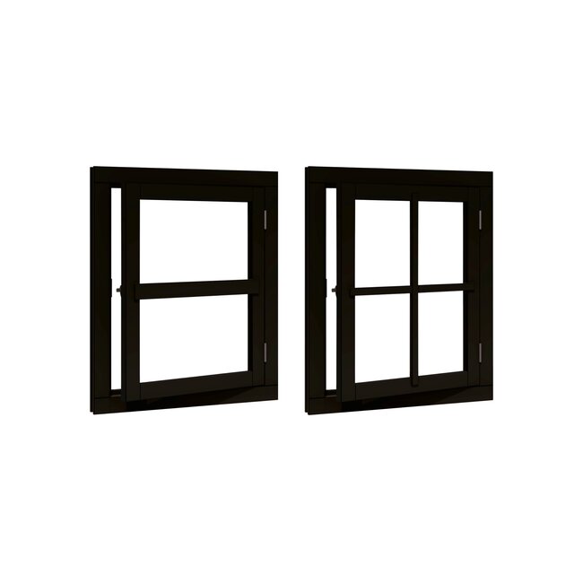 Douglas vleugelraam zwart gegrond met kozijn