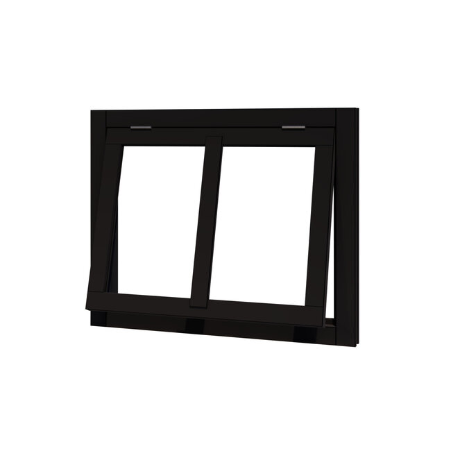 Douglas uitzetraam zwart gegrond met kozijn