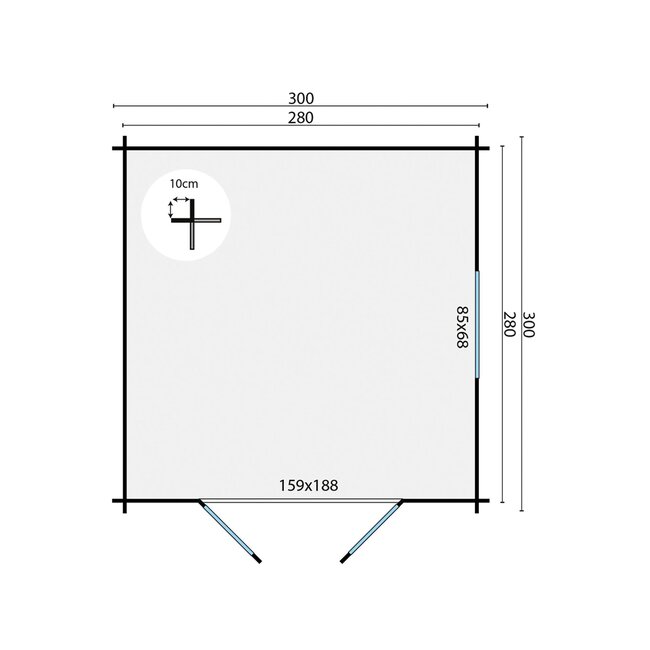 Blokhut Halvar | Tuinhuis met Prieeldak 3x3 Meter