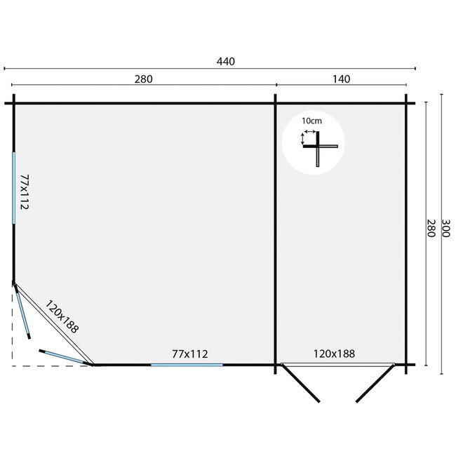 Blokhut Sigrid | Klassiek Tuinhuis 4,4x3 met Berging