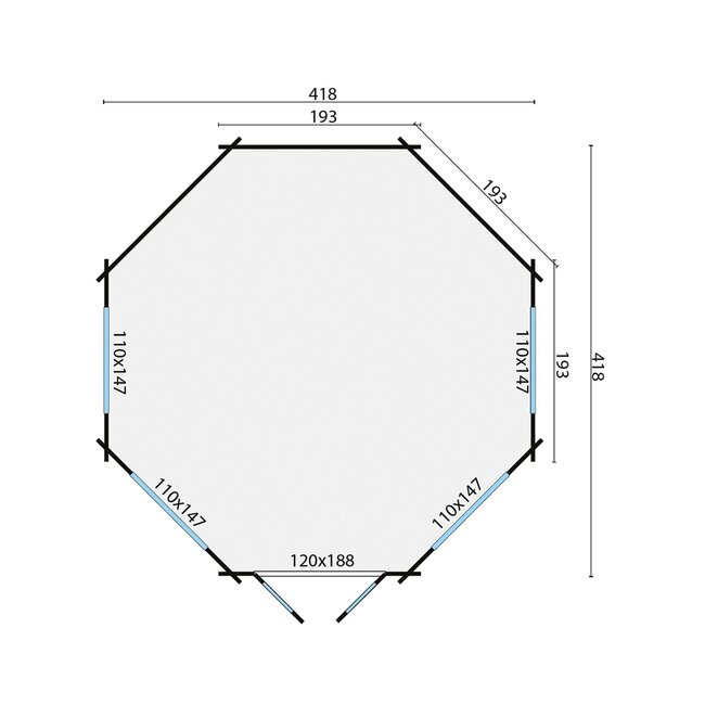 Blokhut Lynn | Tuinhuis Zeshoekig