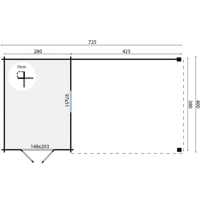 Blokhut Gunnar | Tuinhuis met Overkapping 7,5x4
