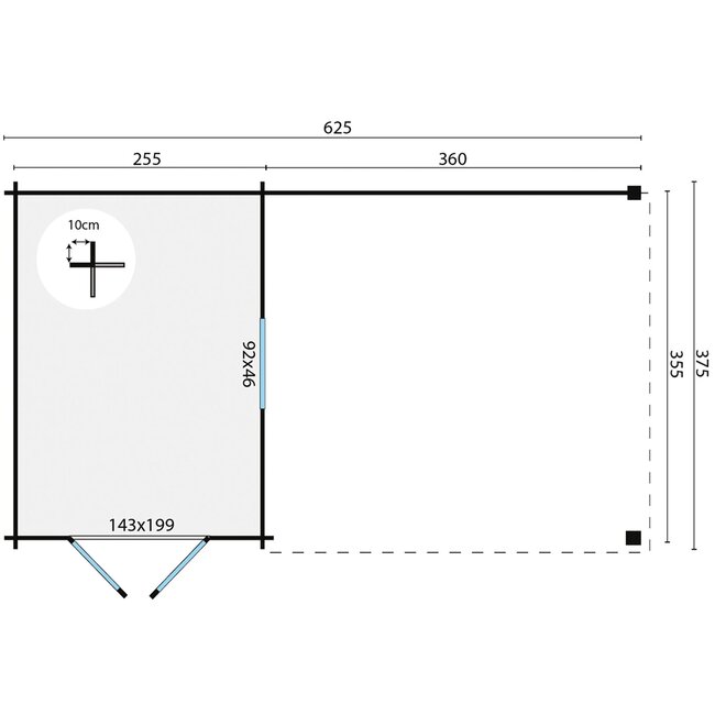 Blokhut Diederick | Overkapping met Berging