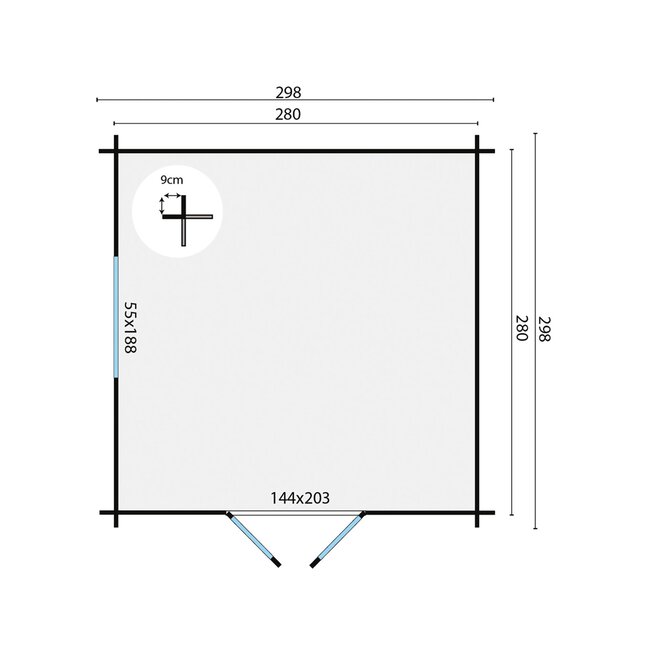 Blokhut Bodine | Modern Tuinhuis 3x3 Meter
