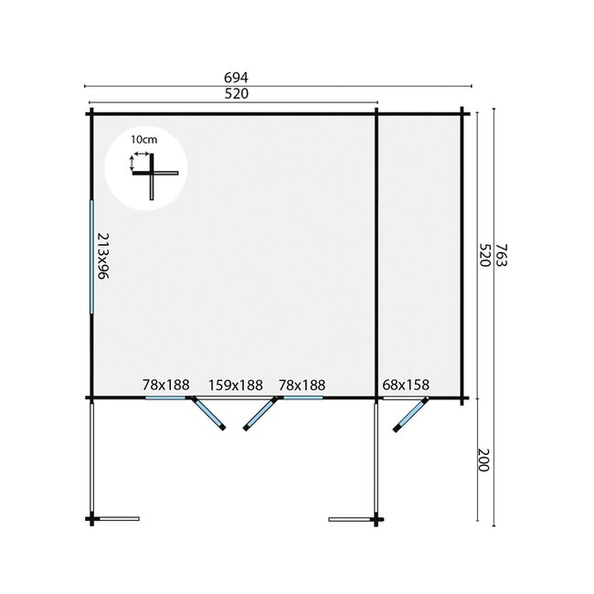 Blokhut Liverpool | Tuinhuis met Veranda & Berging