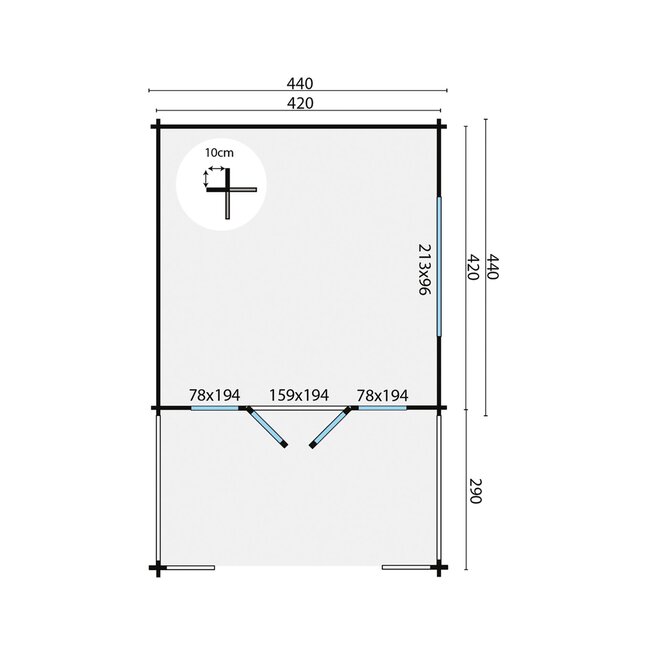 Blokhut Leeds | Tuinhuis met Ruime Luifel