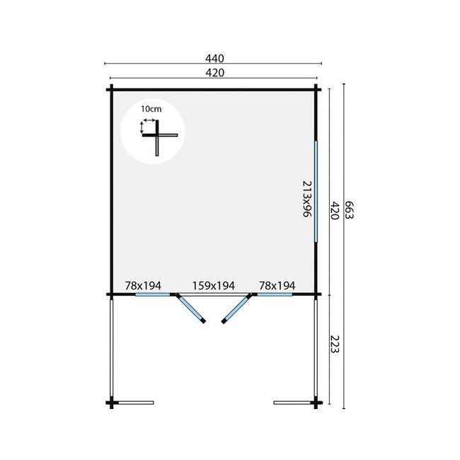 Blokhut Ipswich | Prefab Tuinhuis met Luifel