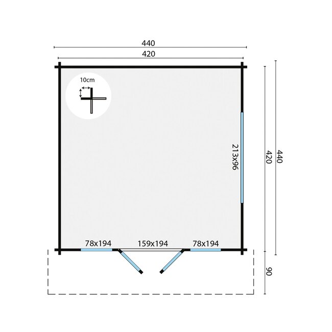 Blokhut Derby | Blokhut met Kleine Luifel