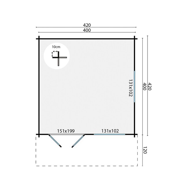 Blokhut Inge | Tuinhuis met Smalle Luifel