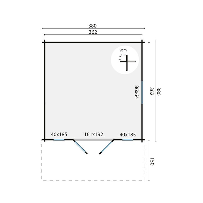 Blokhut Sören | Tuinhuis met Luifel