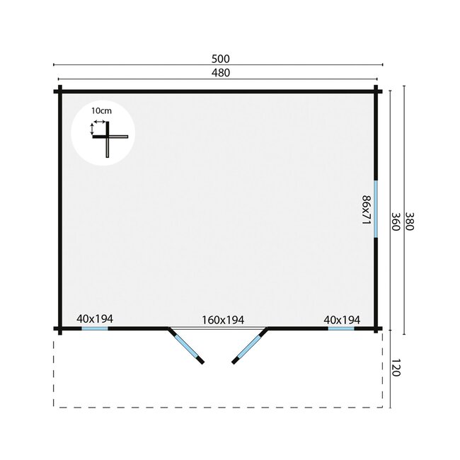 Blokhut Gustav | Tuinhuis Schuin Dak met Luifel